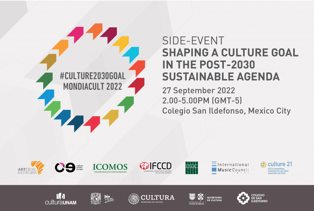 banner of culture 2030 goal with logo and text about event