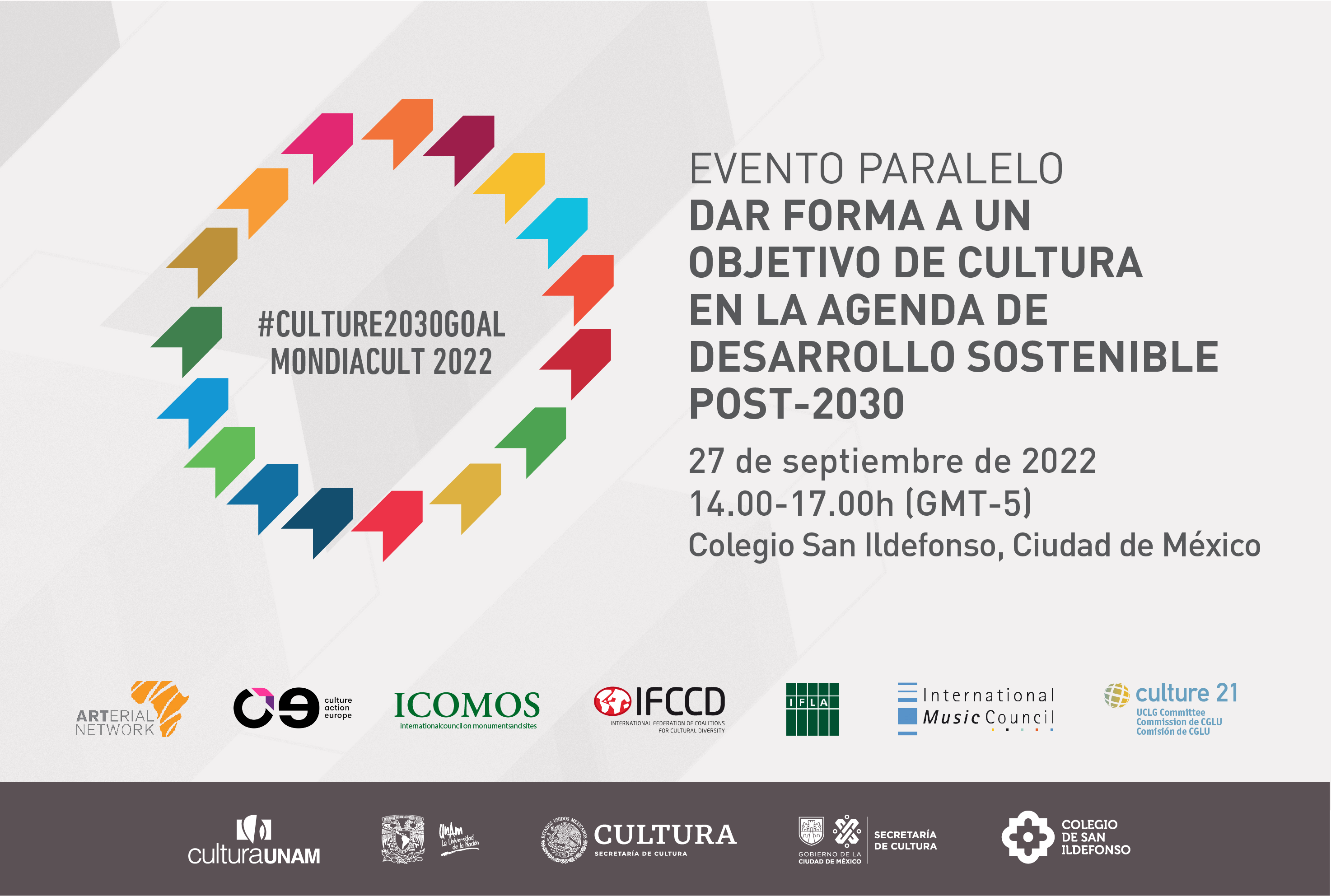 banner of culture 2030 goal with logo and text about event